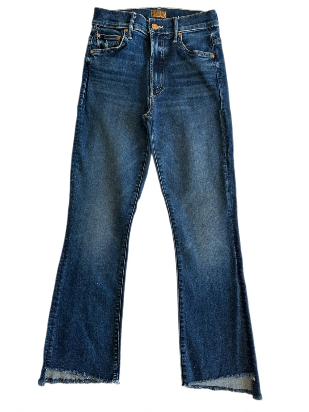 MOTHER The Insider Crop Step Fray Teaming Up Dark Wash Bootcut Jeans Size 26